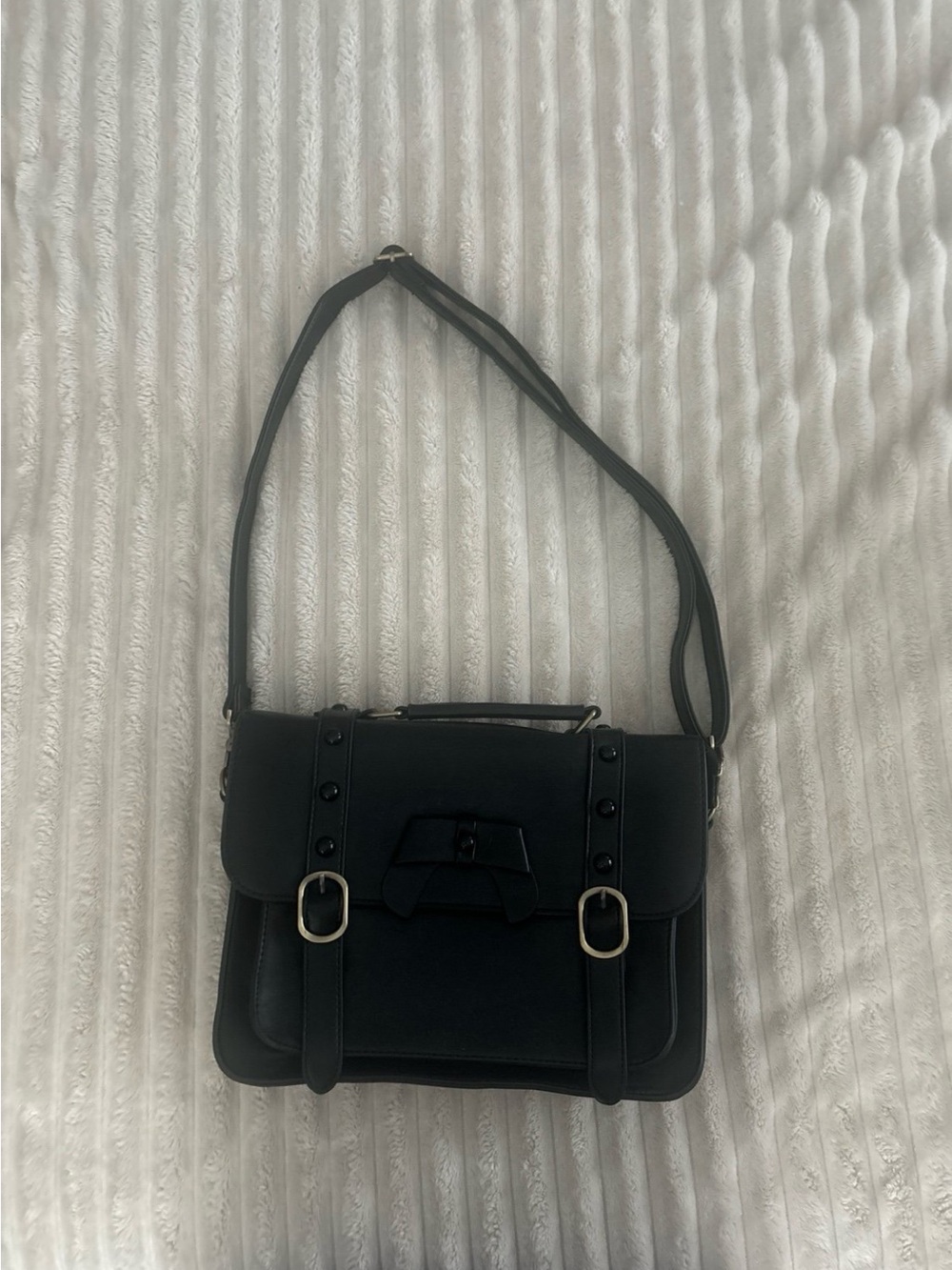 Women’s Black Structured Satchel / Ecosusi messenger bag